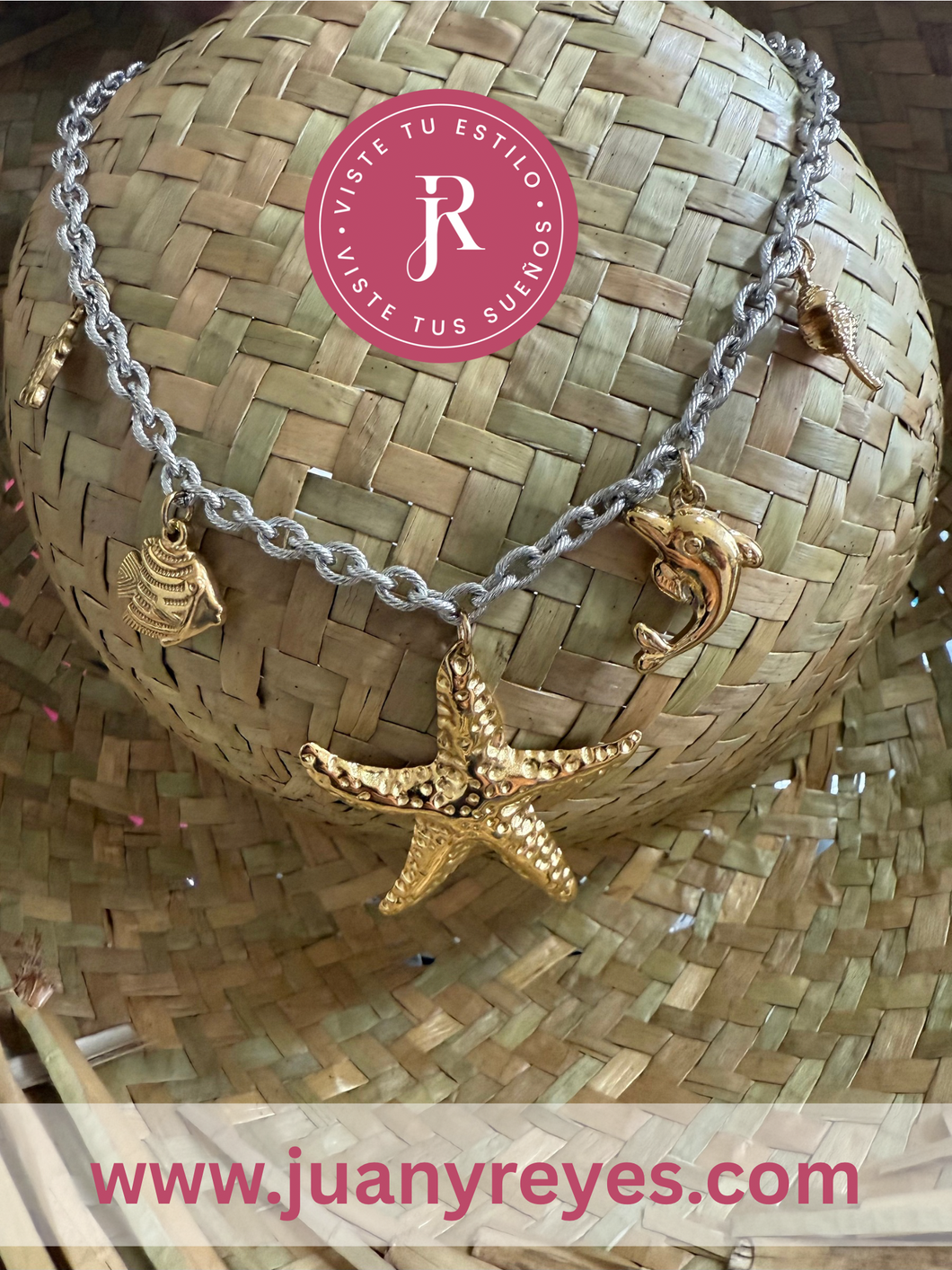 Collar estrella de mar plata y oro SS